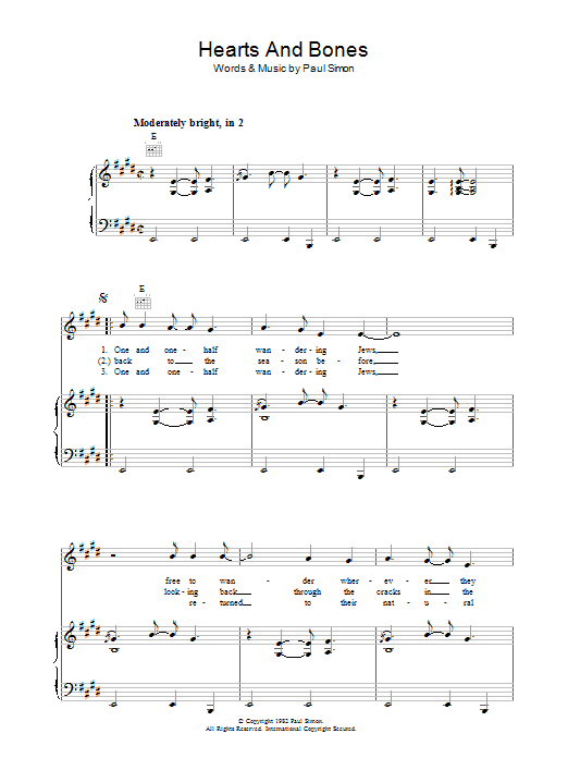 Paul Simon Hearts And Bones sheet music notes and chords. Download Printable PDF.