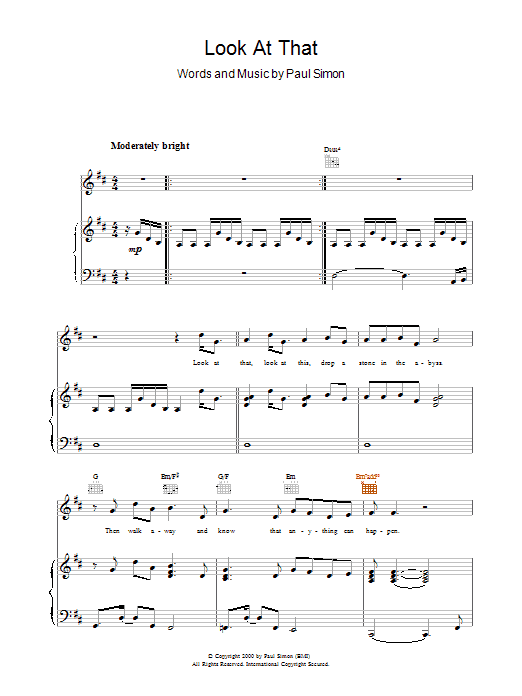 Paul Simon Look At That sheet music notes and chords arranged for Piano, Vocal & Guitar Chords