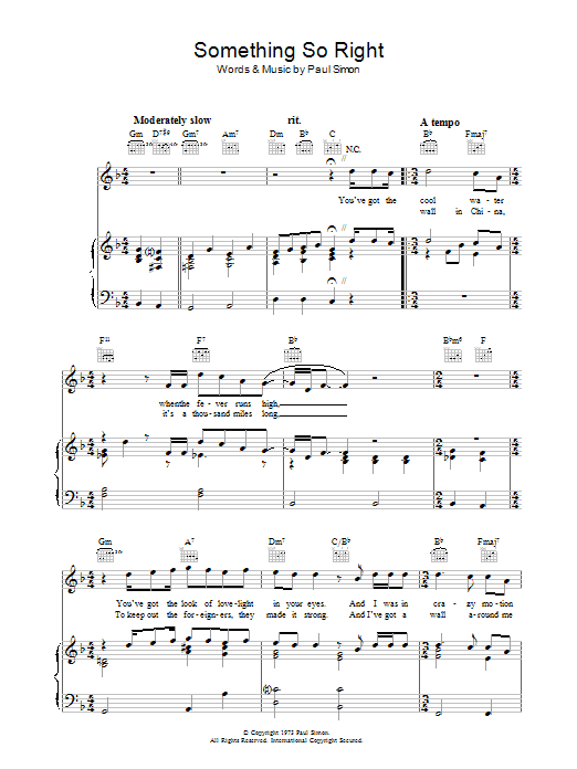 Paul Simon Something So Right sheet music notes and chords. Download Printable PDF.