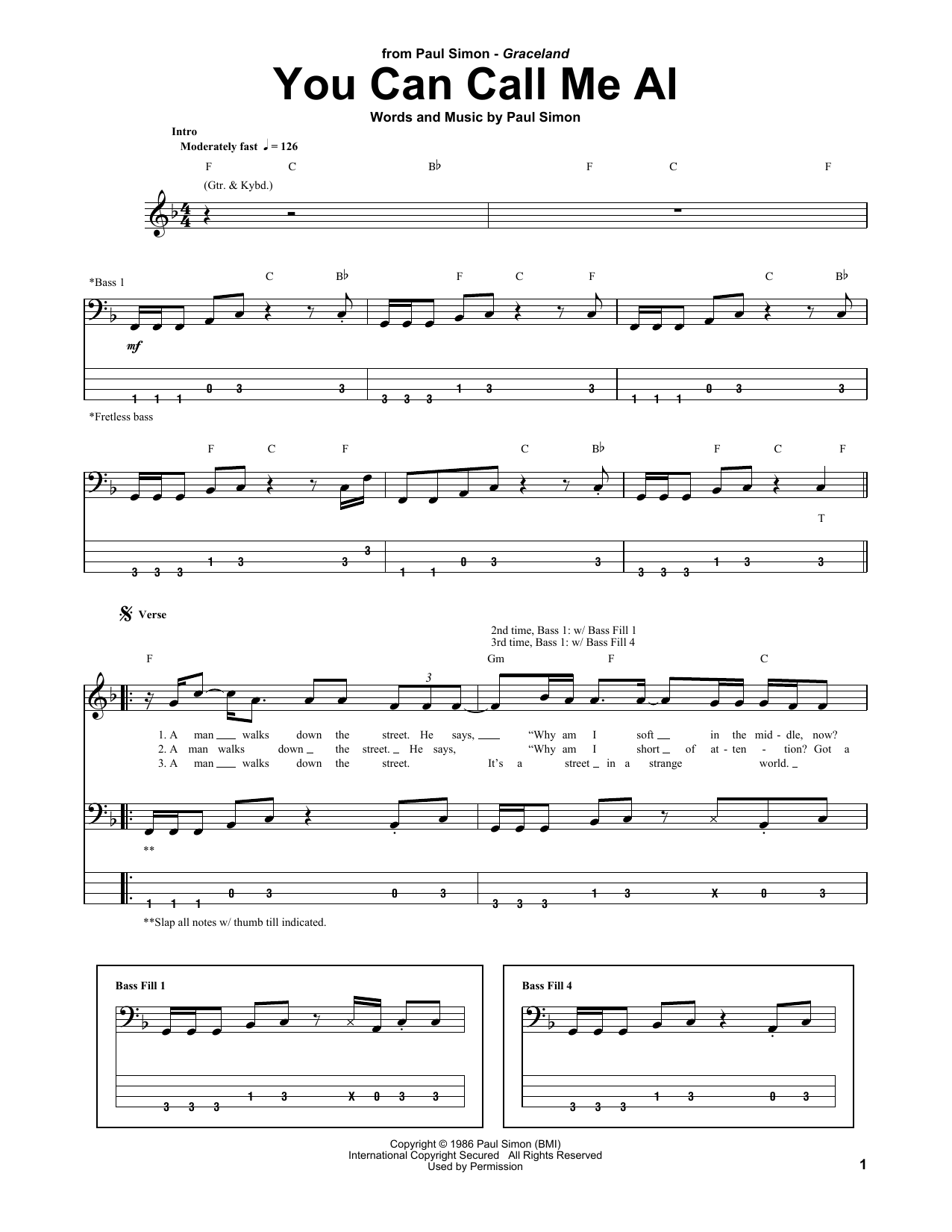 Paul Simon You Can Call Me Al sheet music notes and chords arranged for Oboe Solo