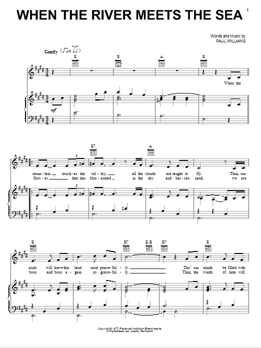 Paul Williams When The River Meets The Sea sheet music notes and chords. Download Printable PDF.