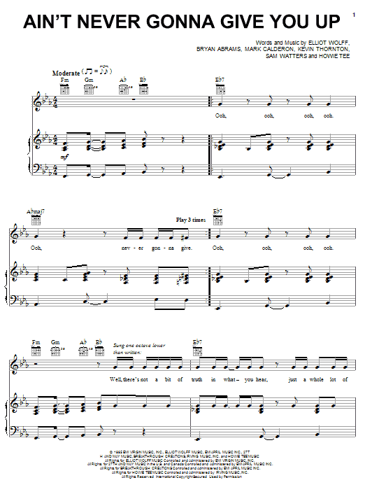 Learn to play Paula Abdul Ain't Never Gonna Give You Up sheet music for Piano, Vocal & Guitar Chords (Right-Hand Melody) in minutes. Price: 7.8900$ Paula Abdul Ain't Never Gonna Give You Up sheet music notes and chords arranged for Piano, Vocal & Guitar Chords (Right-Hand Melody)