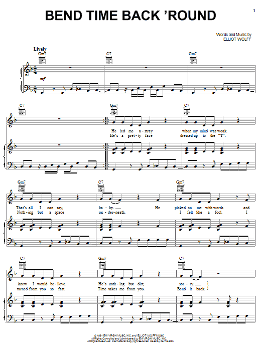 Learn to play Paula Abdul Bend Time Back 'Round sheet music for Piano, Vocal & Guitar Chords (Right-Hand Melody) in minutes. Price: 7.8900$ Paula Abdul Bend Time Back 'Round sheet music notes and chords arranged for Piano, Vocal & Guitar Chords (Right-Hand Melody)