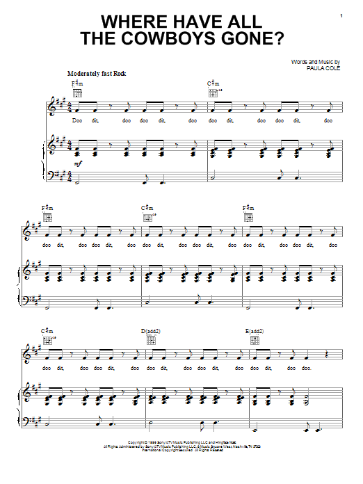 Paula Cole Where Have All The Cowboys Gone? sheet music notes and chords. Download Printable PDF.