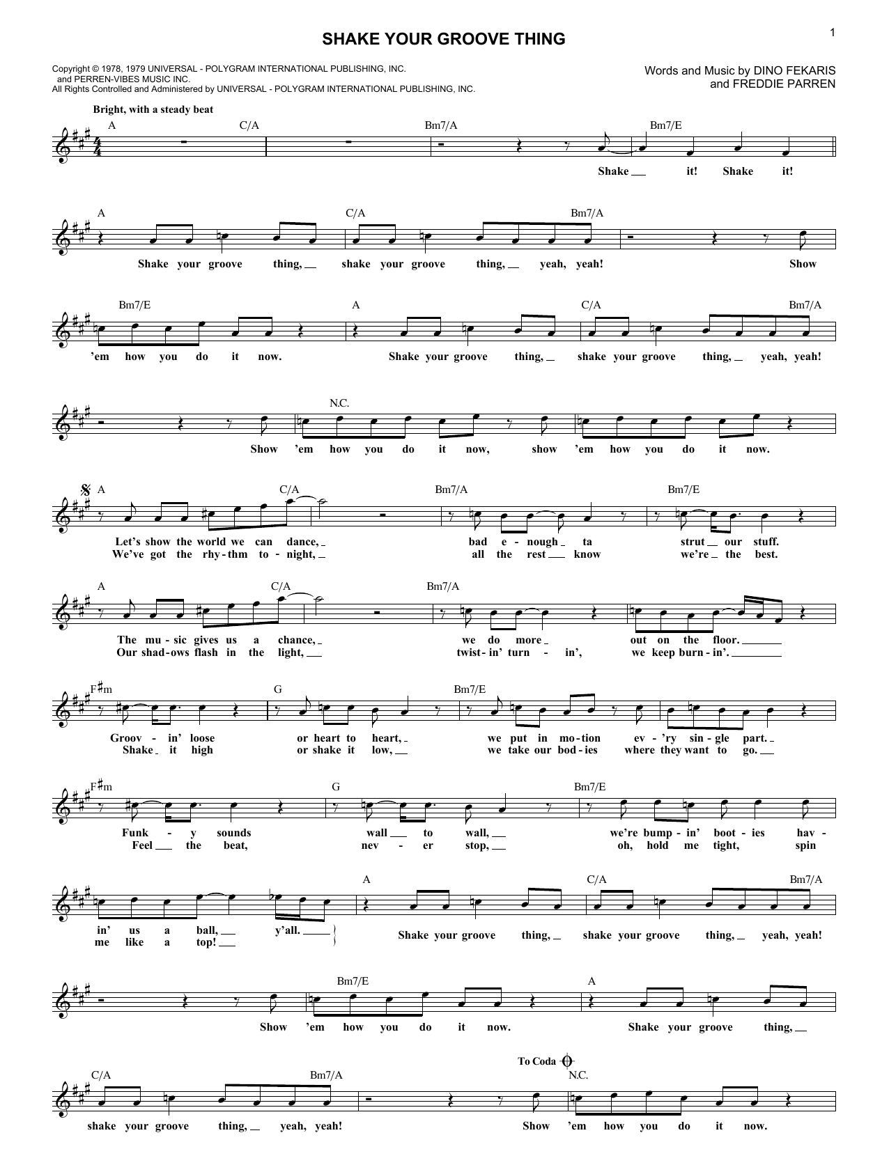 Peaches & Herb Shake Your Groove Thing sheet music notes and chords. Download Printable PDF.