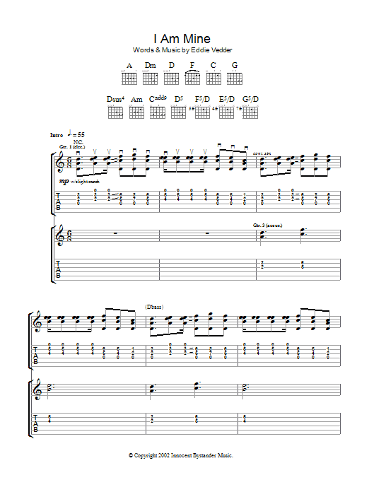 Learn to play Pearl Jam I Am Mine sheet music for Guitar Tab in minutes. Price: 7.8900$ Pearl Jam I Am Mine sheet music notes and chords arranged for Guitar Tab