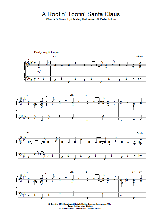 Learn to play Tennessee Ernie Ford A Rootin' Tootin' Santa Claus sheet music for Piano Solo in minutes. Price: 7.8900$ Tennessee Ernie Ford A Rootin' Tootin' Santa Claus sheet music notes and chords arranged for Piano Solo