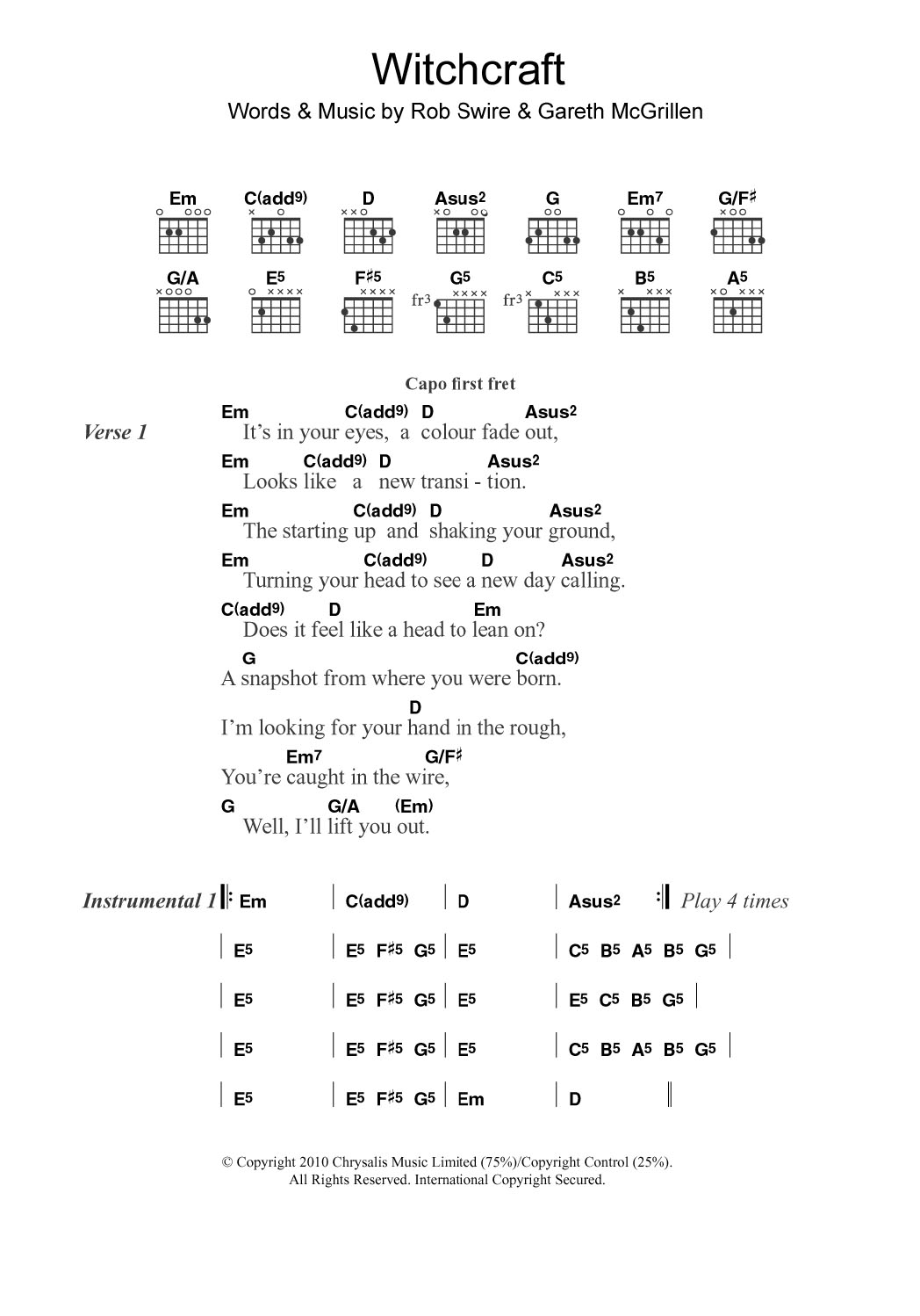 Pendulum Witchcraft sheet music notes and chords. Download Printable PDF.