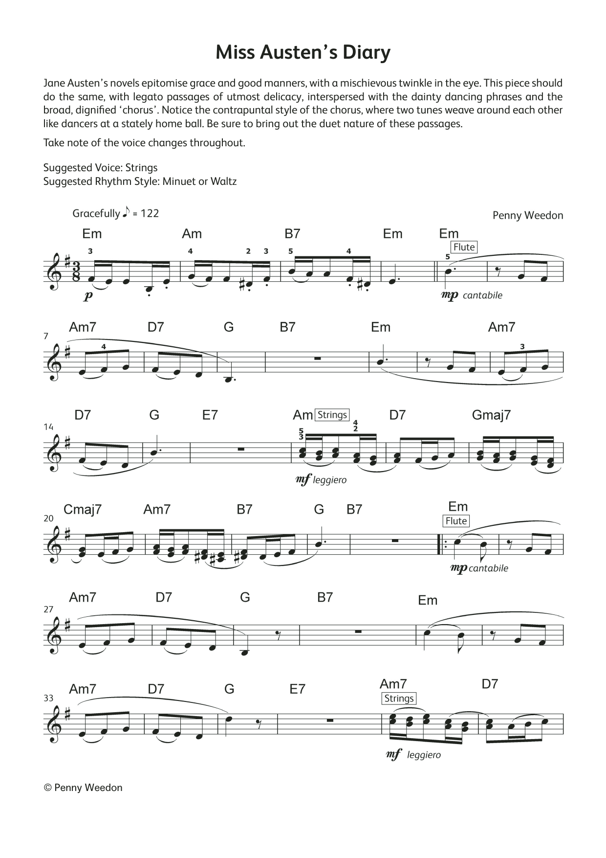 Penny Weedon Miss Austen's Diary (LCME Electronic Keyboard Grade 5 List B & C) sheet music notes and chords. Download Printable PDF.