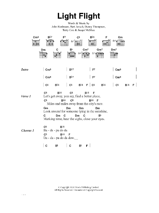 Pentangle Light Flight sheet music notes and chords. Download Printable PDF.