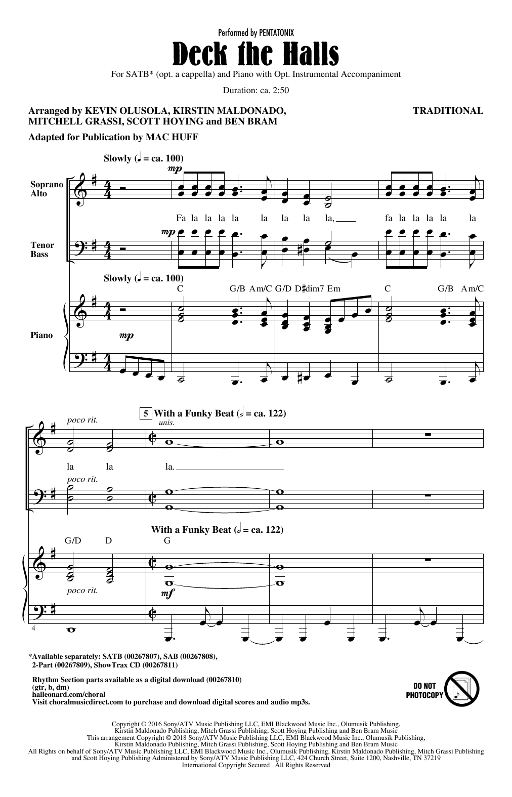 Pentatonix Deck The Halls (arr. Mac Huff) sheet music notes and chords. Download Printable PDF.