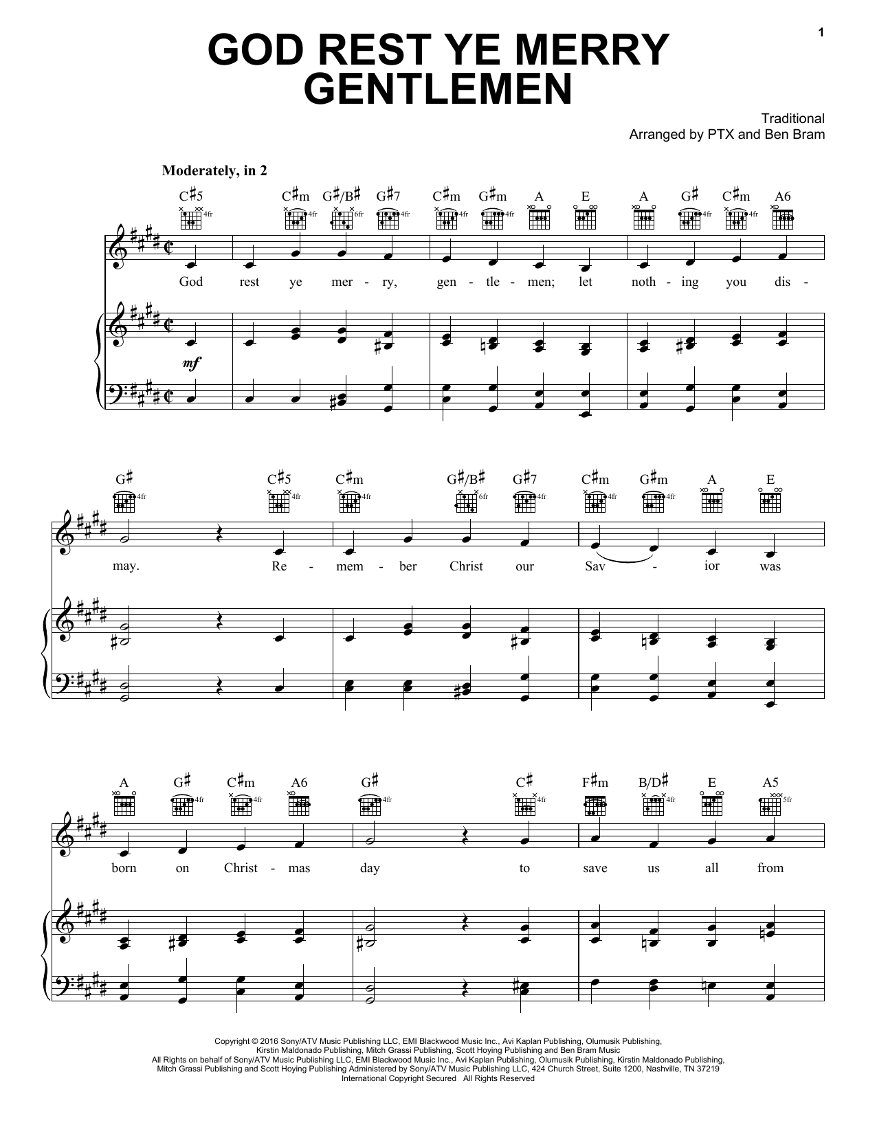 Pentatonix God Rest Ye Merry Gentlemen sheet music notes and chords. Download Printable PDF.