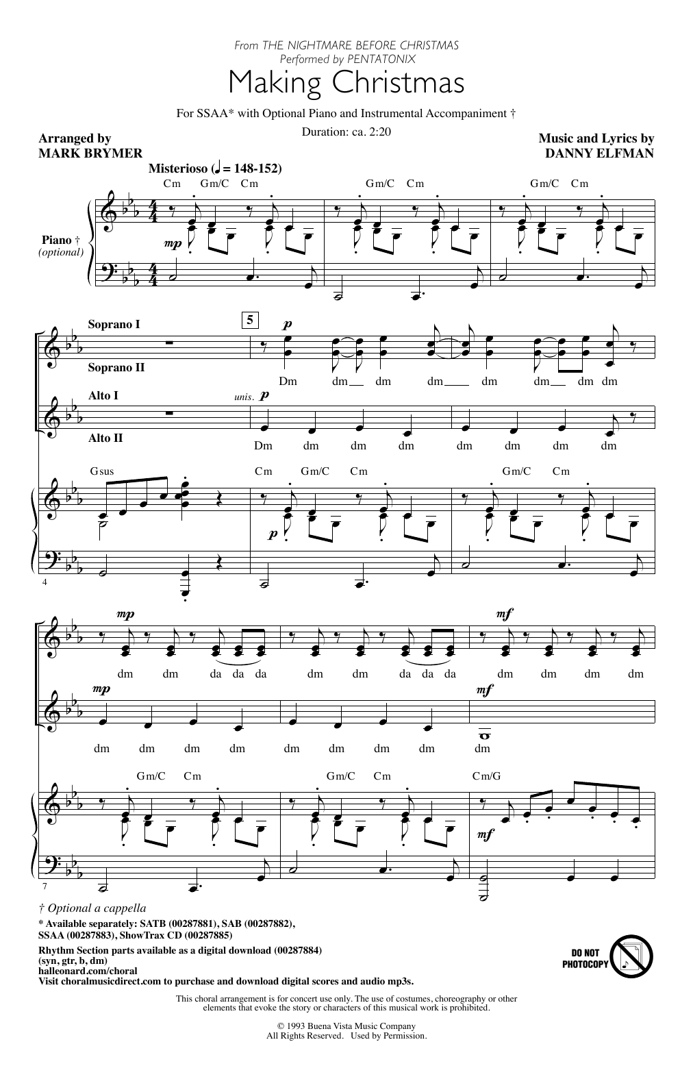 Pentatonix Making Christmas (from The Nightmare Before Christmas) (arr. Mark Brymer) sheet music notes and chords. Download Printable PDF.