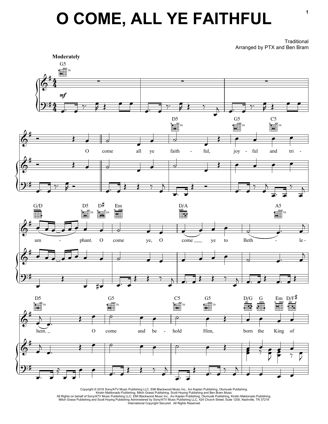 Pentatonix O Come, All Ye Faithful sheet music notes and chords. Download Printable PDF.