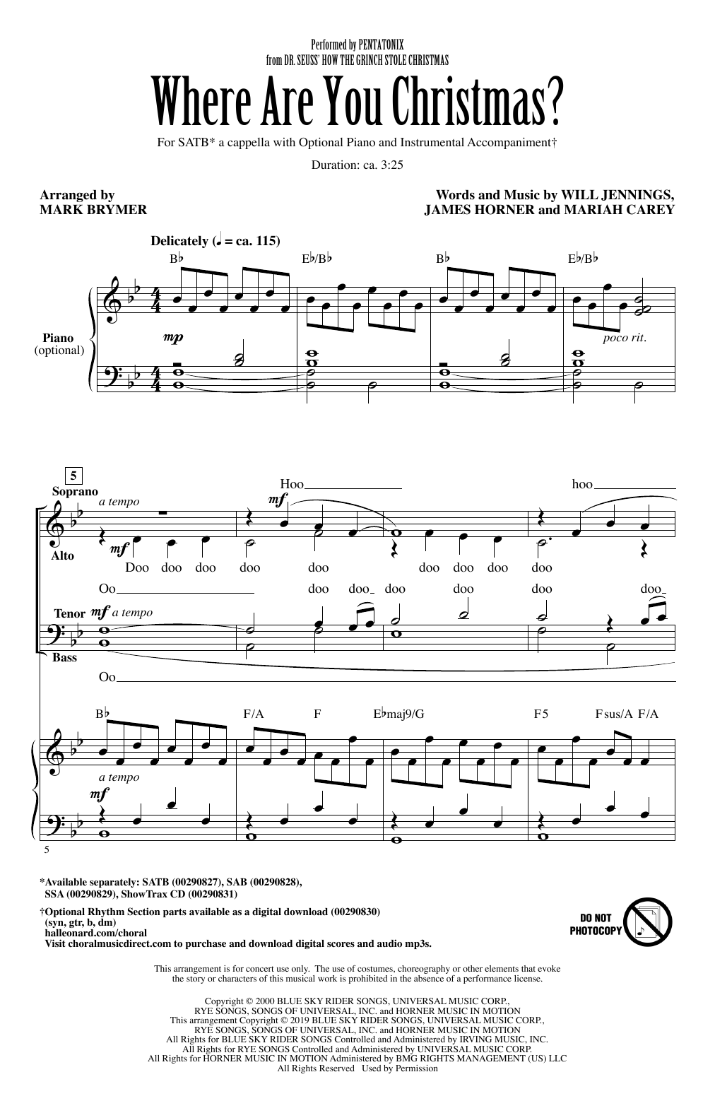 Pentatonix Where Are You Christmas? (from How The Grinch Stole Christmas) (arr. Mark Brymer) sheet music notes and chords. Download Printable PDF.