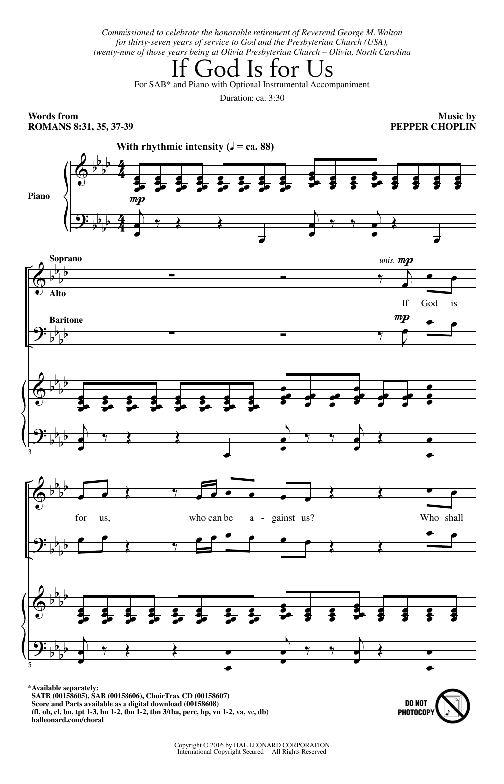 Learn to play Pepper Choplin If God Is For Us sheet music for SAB Choir in minutes. Price: 3.9900$ Pepper Choplin If God Is For Us sheet music notes and chords arranged for SAB Choir