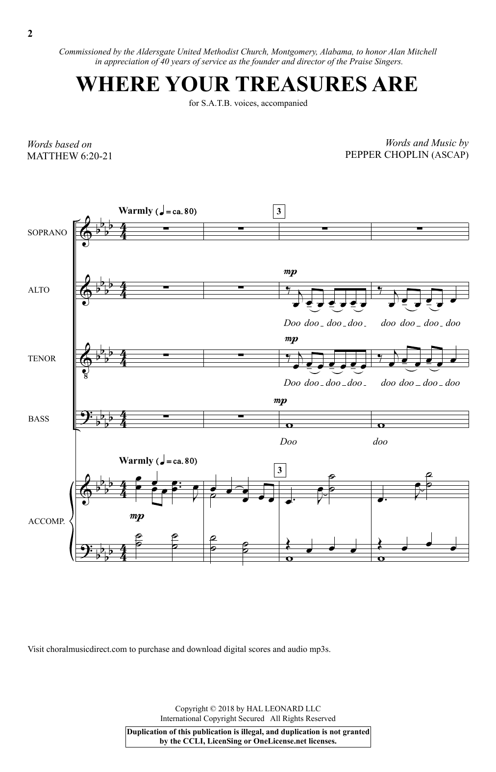 Pepper Choplin Where Your Treasures Are sheet music notes and chords. Download Printable PDF.