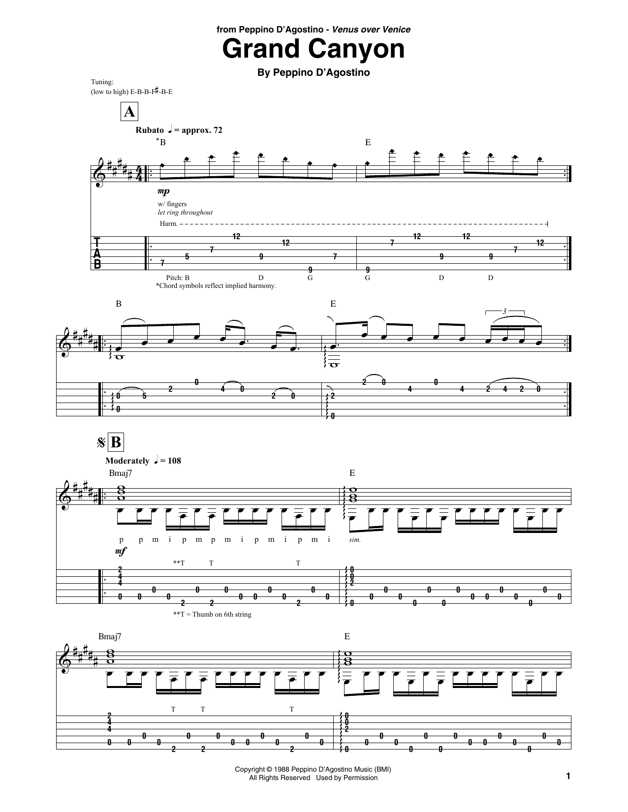 Peppino D'Agostino Grand Canyon sheet music notes and chords. Download Printable PDF.