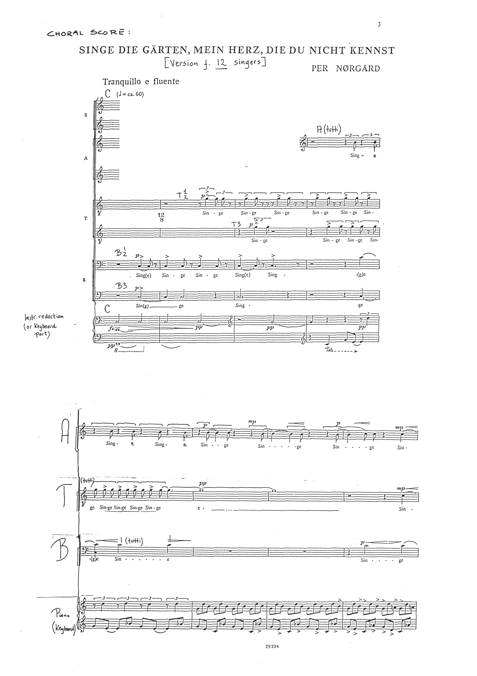 Per Norgard Singe die Gärten, mein Herz, die du nicht kennst (12 Singers) sheet music notes and chords. Download Printable PDF.