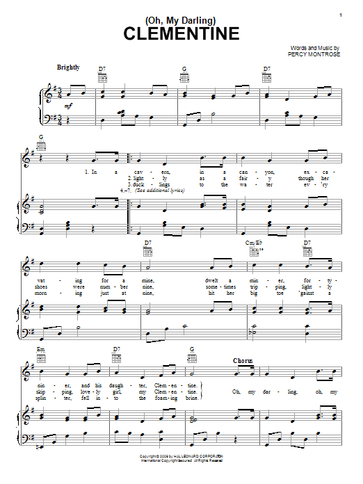 Percy Montrose (Oh, My Darling) Clementine sheet music notes and chords. Download Printable PDF.