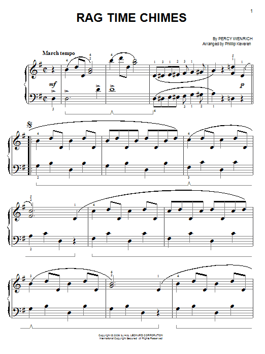 Learn to play Percy Wenrich Rag Time Chimes sheet music for Easy Piano in minutes. Price: 6.9900$ Percy Wenrich Rag Time Chimes sheet music notes and chords arranged for Easy Piano