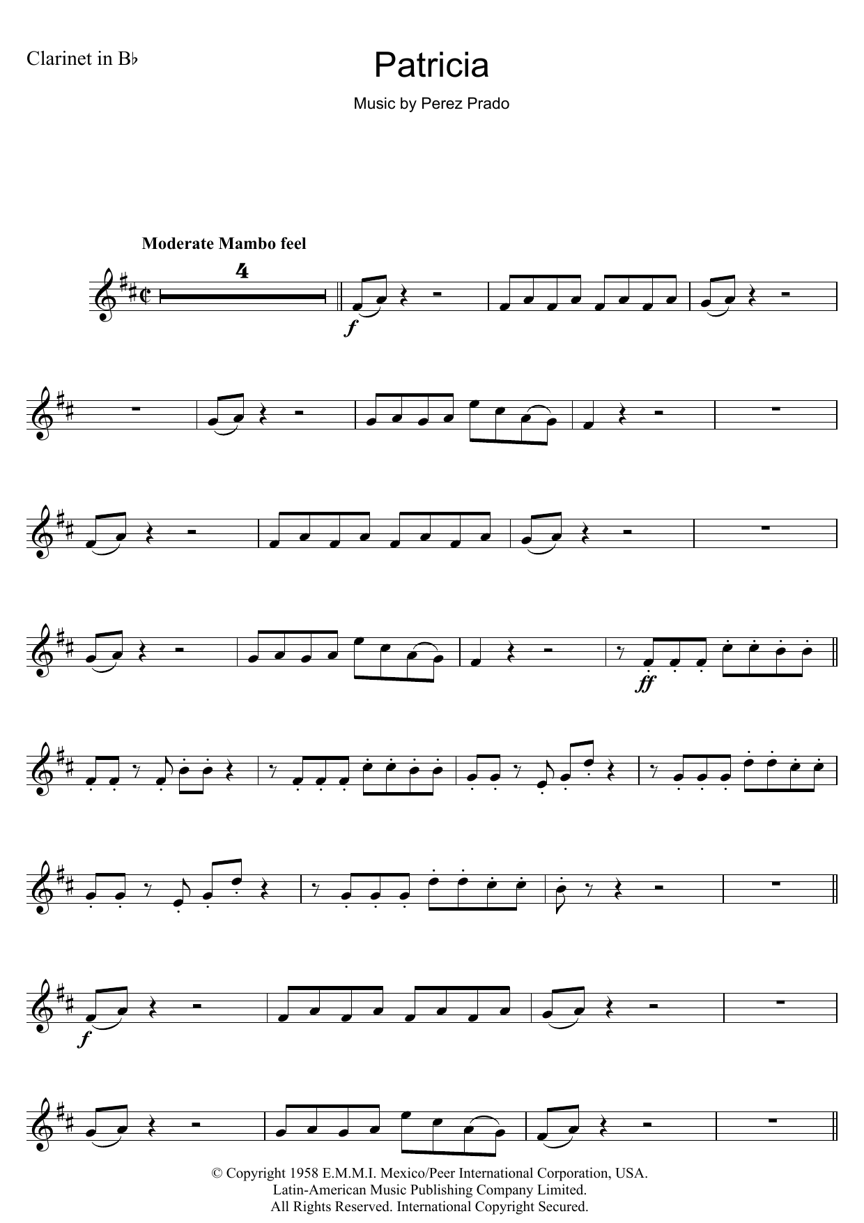 Perez Prado Patricia sheet music notes and chords. Download Printable PDF.