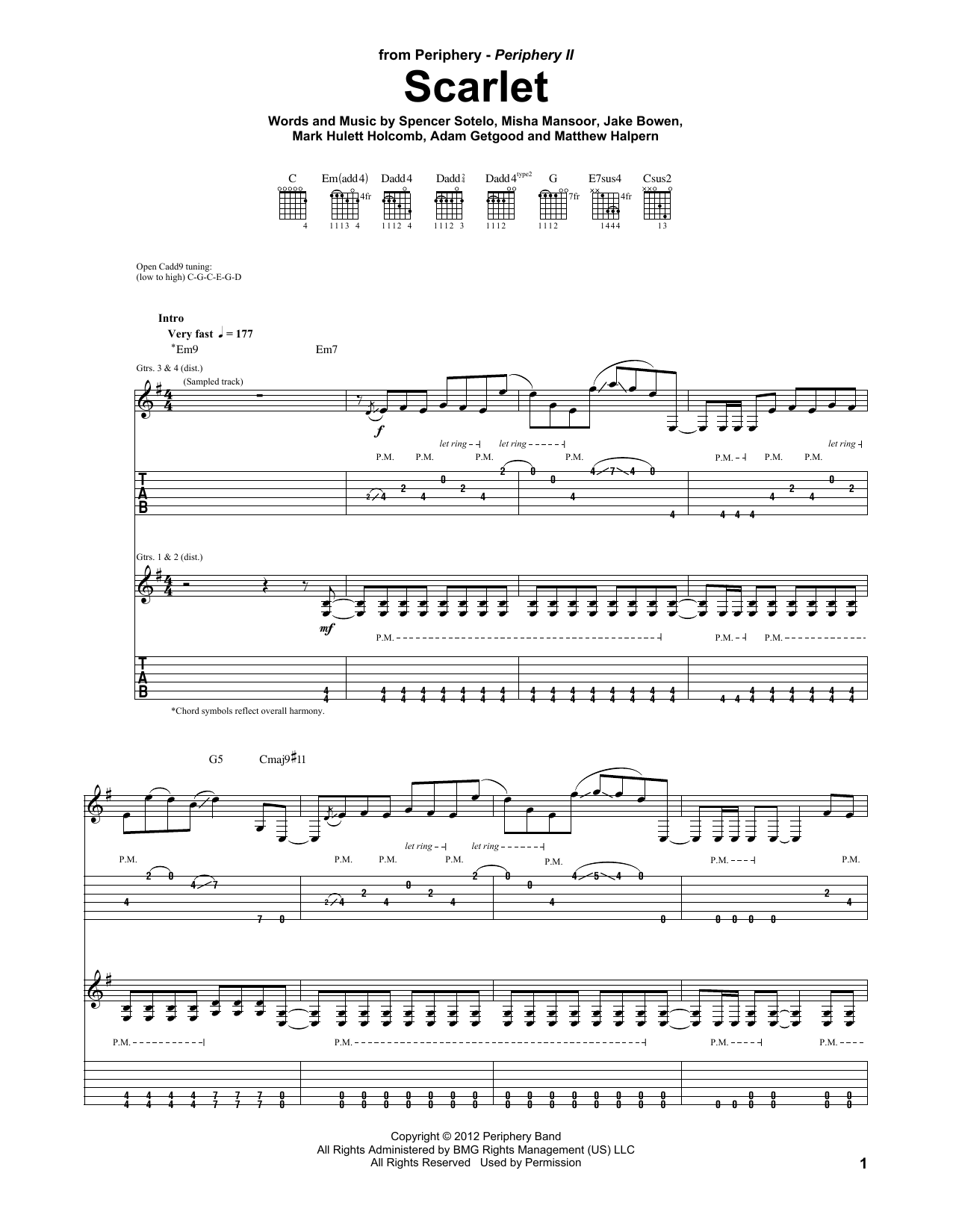 Learn to play Periphery Scarlet sheet music for Guitar Tab in minutes. Price: 7.8900$ Periphery Scarlet sheet music notes and chords arranged for Guitar Tab