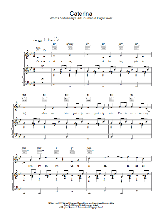 Perry Como Caterina sheet music notes and chords. Download Printable PDF.