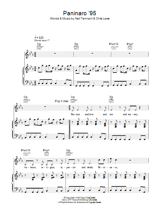 Pet Shop Boys Paninaro '95 sheet music notes and chords. Download Printable PDF.