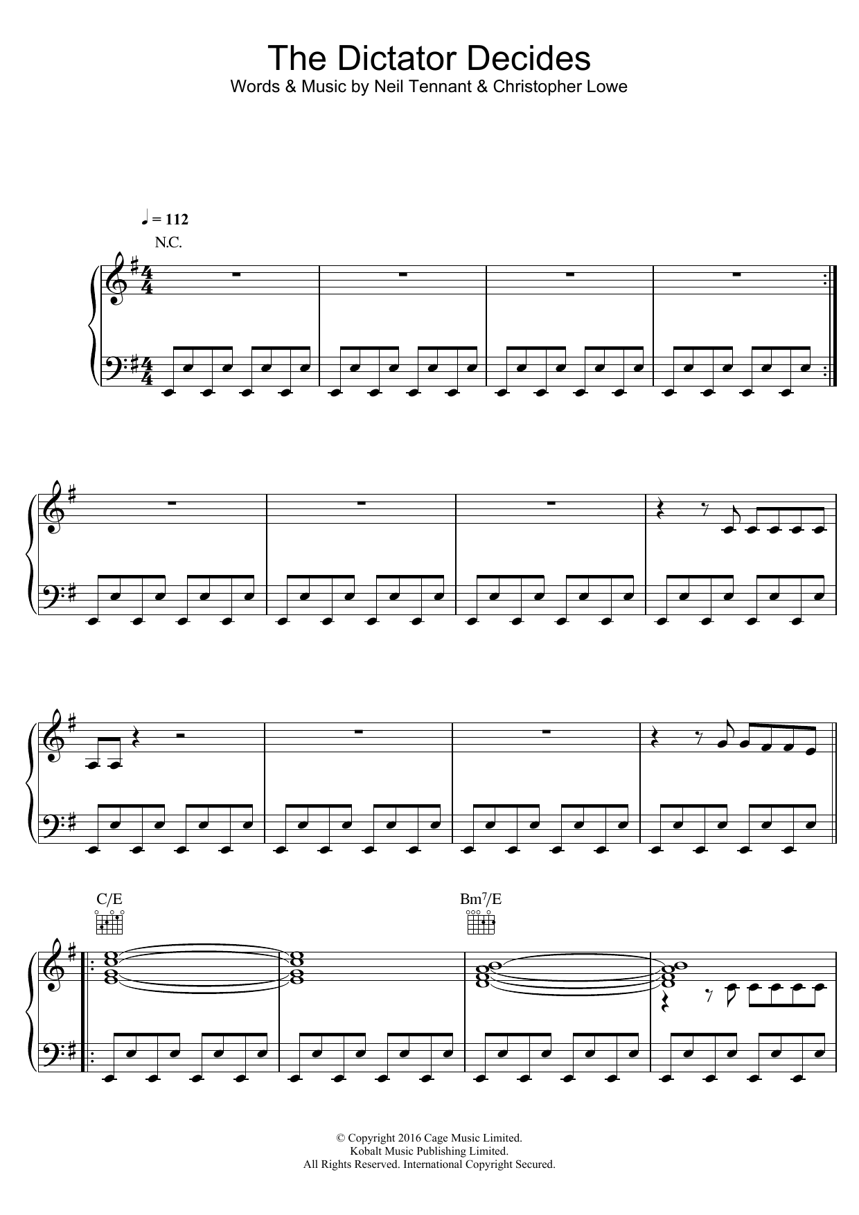 Learn to play Pet Shop Boys The Dictator Decides sheet music for Piano, Vocal & Guitar Chords in minutes. Price: 7.8900$ Pet Shop Boys The Dictator Decides sheet music notes and chords arranged for Piano, Vocal & Guitar Chords