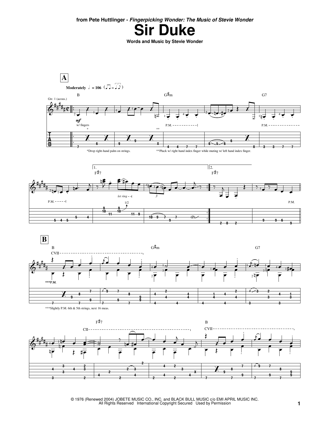 Learn to play Pete Huttlinger Sir Duke sheet music for Guitar Tab in minutes. Price: 7.8900$ Pete Huttlinger Sir Duke sheet music notes and chords arranged for Guitar Tab