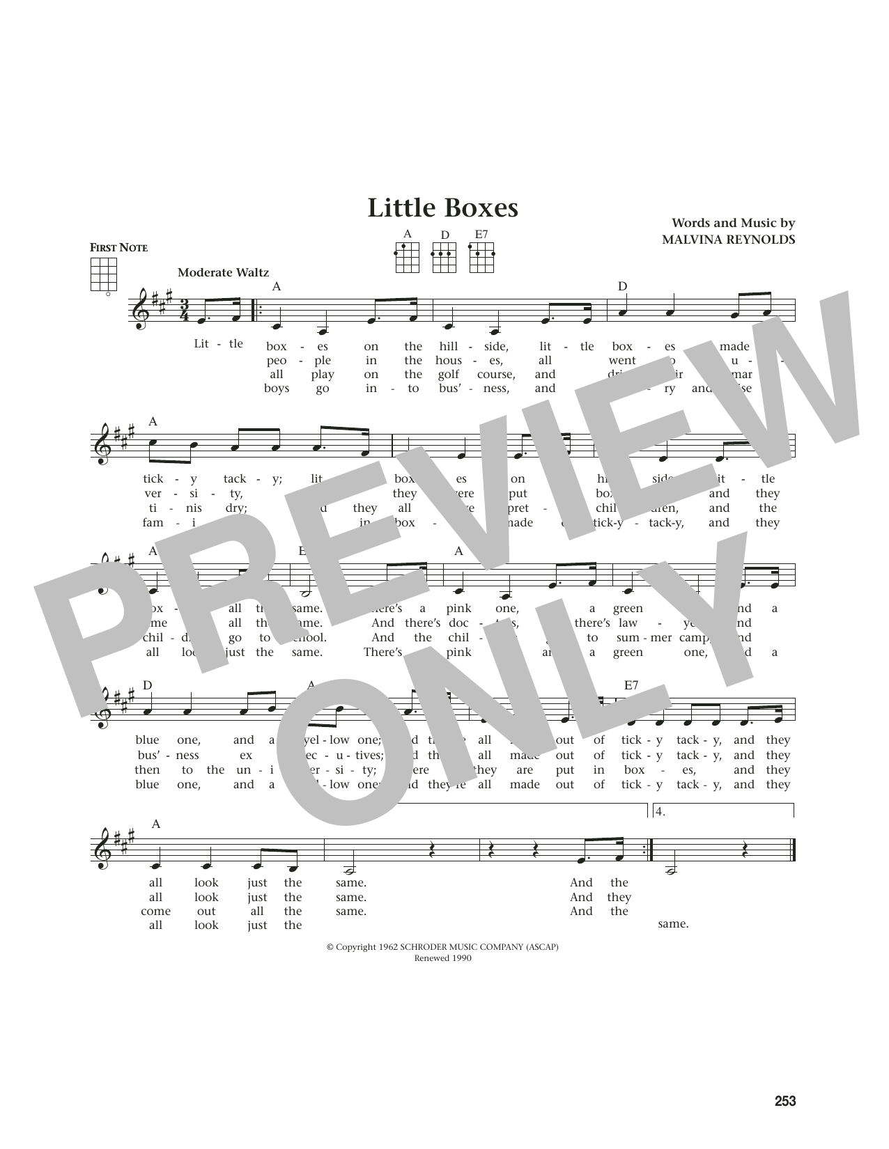 Pete Seeger Little Boxes (from The Daily Ukulele) (arr. Jim Beloff) sheet music notes and chords. Download Printable PDF.