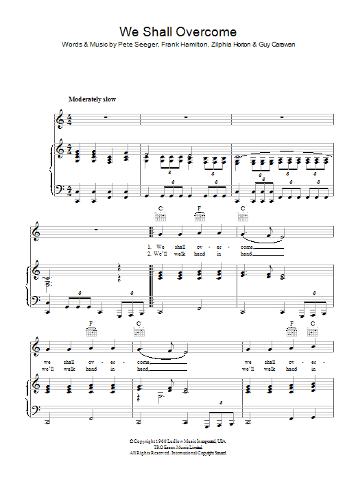 Pete Seeger We Shall Overcome sheet music notes and chords. Download Printable PDF.