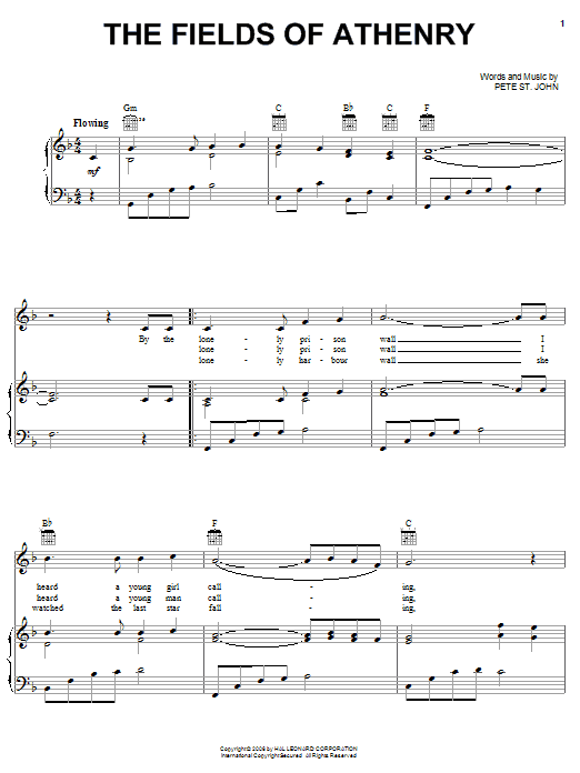 Pete St. John The Fields Of Athenry sheet music notes and chords. Download Printable PDF.