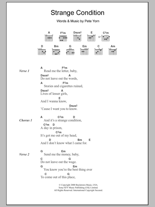 Pete Yorn Strange Condition sheet music notes and chords. Download Printable PDF.