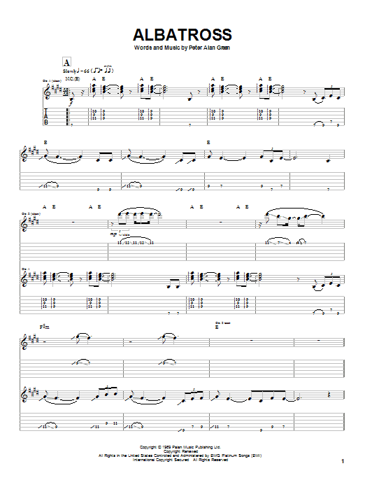 Learn to play Peter Alan Green Albatross sheet music for Guitar Tab in minutes. Price: 7.8900$ Peter Alan Green Albatross sheet music notes and chords arranged for Guitar Tab