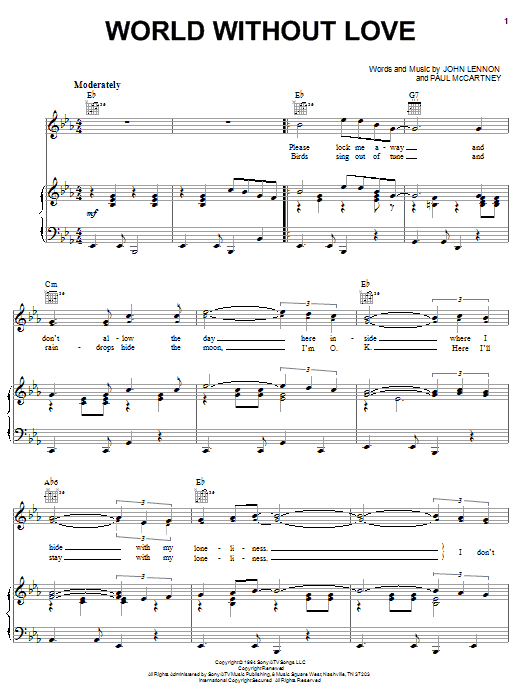 Peter & Gordon World Without Love sheet music notes and chords. Download Printable PDF.