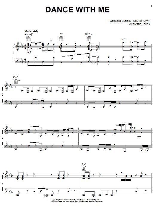 Learn to play Peter Brown Dance With Me sheet music for Piano, Vocal & Guitar Chords (Right-Hand Melody) in minutes. Price: 7.8900$ Peter Brown Dance With Me sheet music notes and chords arranged for Piano, Vocal & Guitar Chords (Right-Hand Melody)