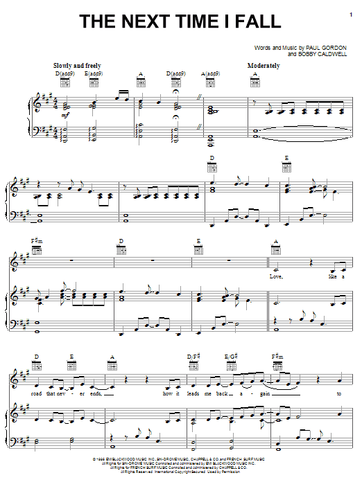 Peter Cetera with Amy Grant The Next Time I Fall sheet music notes and chords. Download Printable PDF.