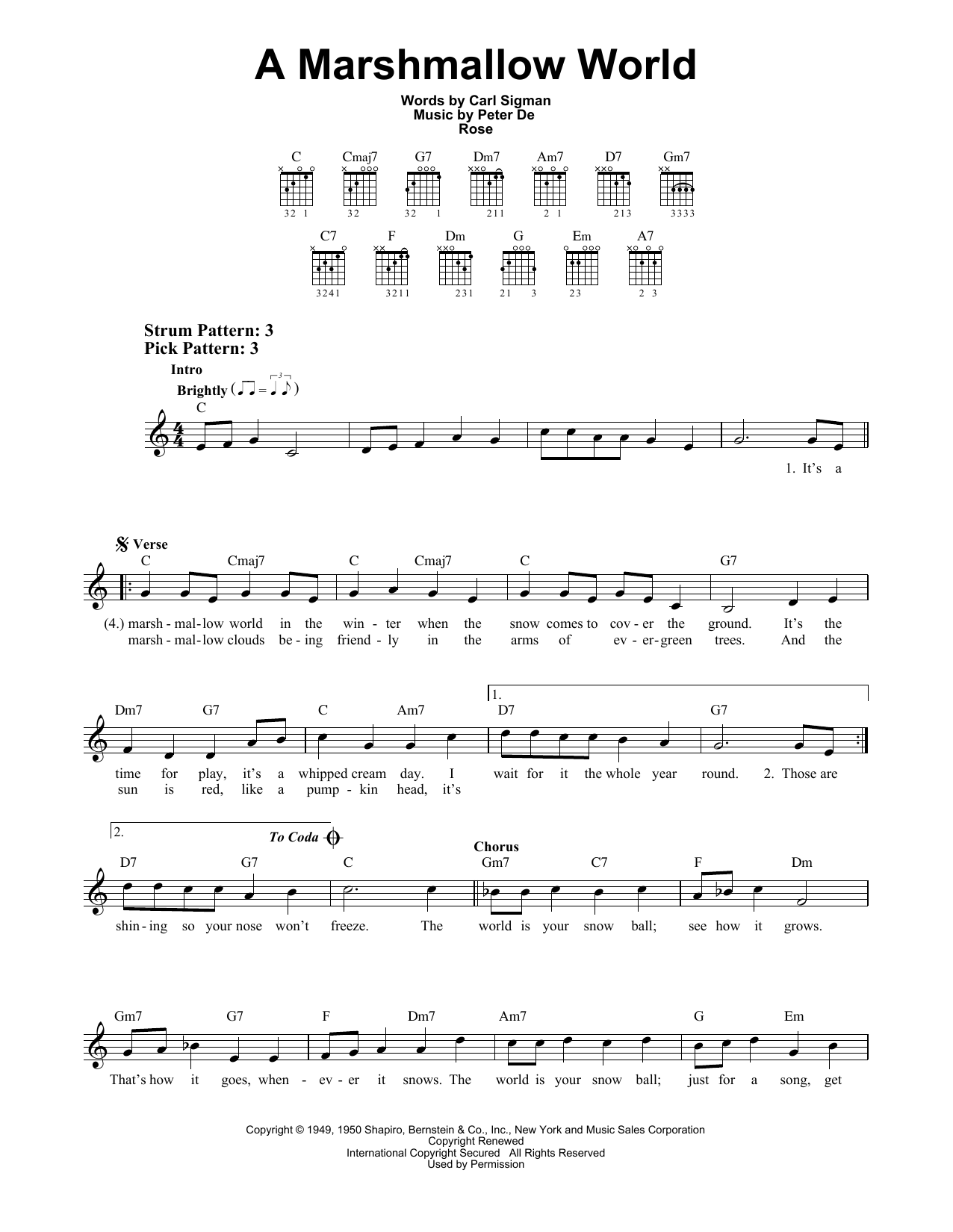 Peter De Rose A Marshmallow World sheet music notes and chords. Download Printable PDF.