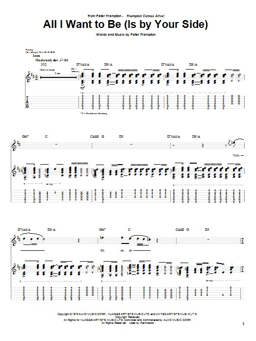 Peter Frampton All I Want To Be (Is By Your Side) sheet music notes and chords. Download Printable PDF.