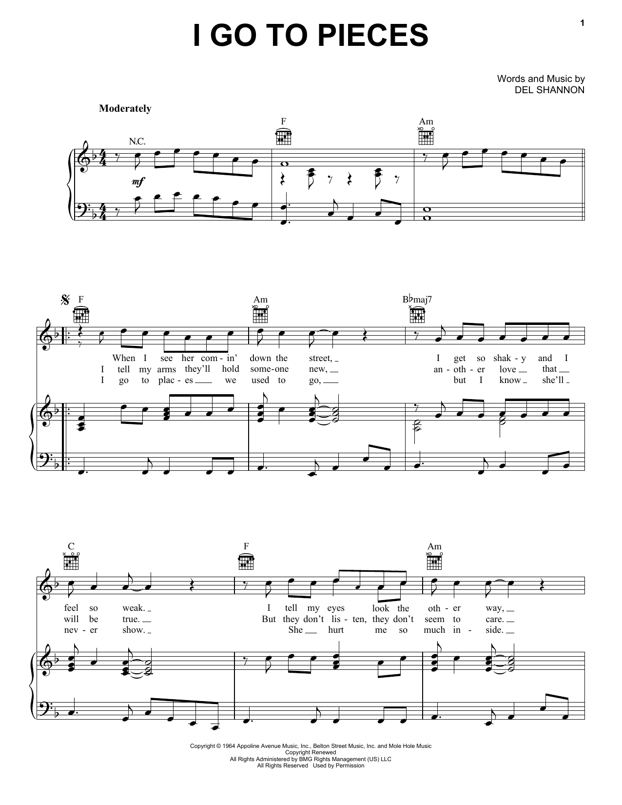 Peter & Gordon I Go To Pieces sheet music notes and chords. Download Printable PDF.