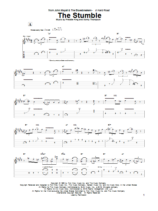 Peter Green The Stumble sheet music notes and chords. Download Printable PDF.