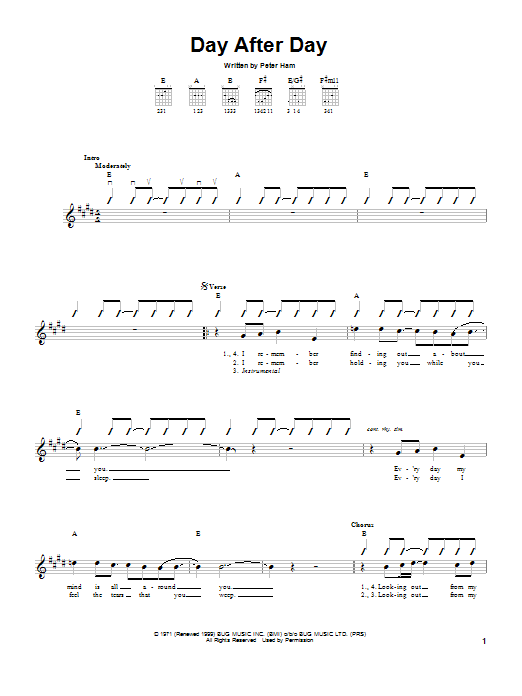 Peter Ham Day After Day sheet music notes and chords. Download Printable PDF.