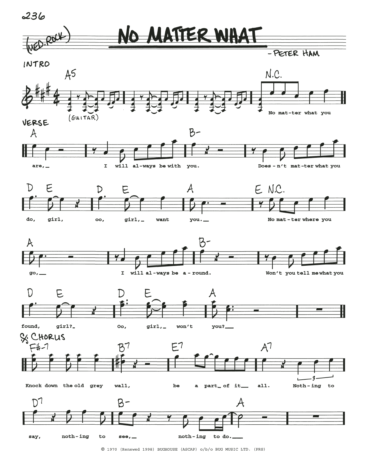 Peter Ham No Matter What sheet music notes and chords. Download Printable PDF.