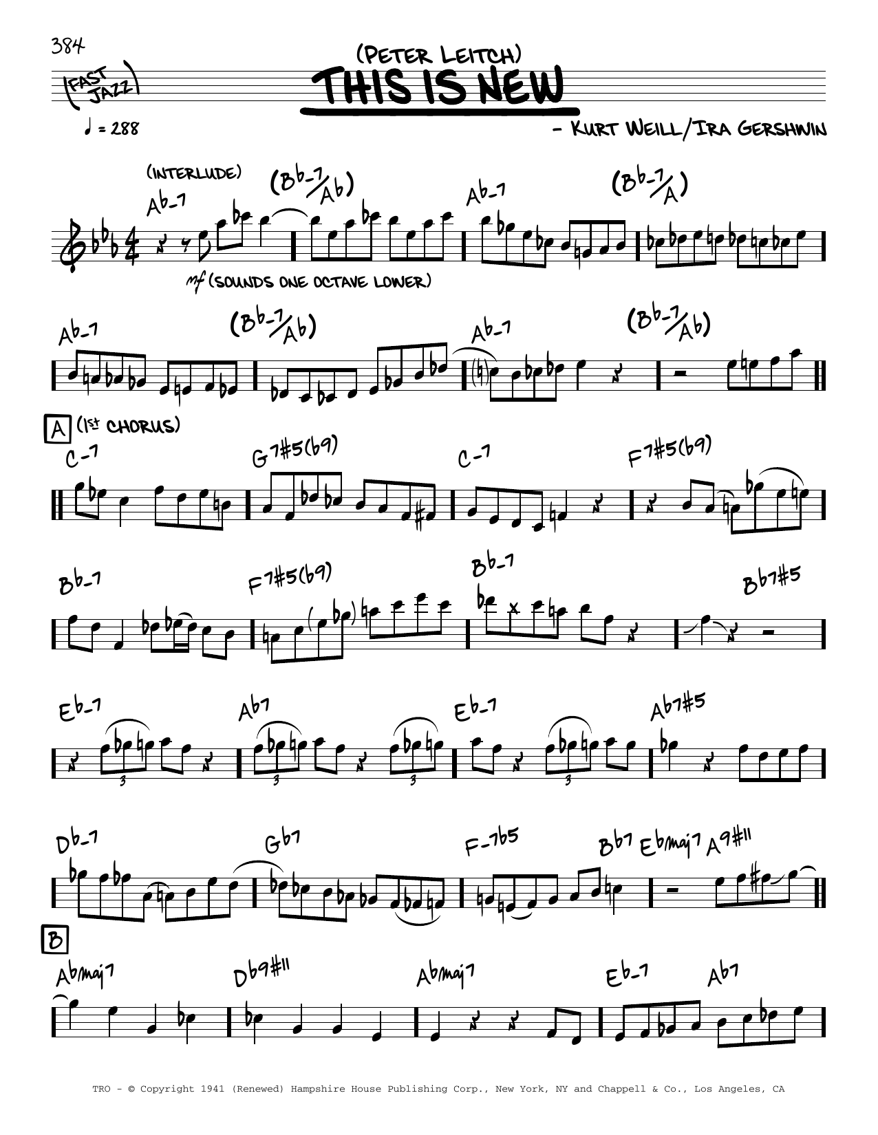 Peter Leitch This Is New (solo only) sheet music notes and chords. Download Printable PDF.