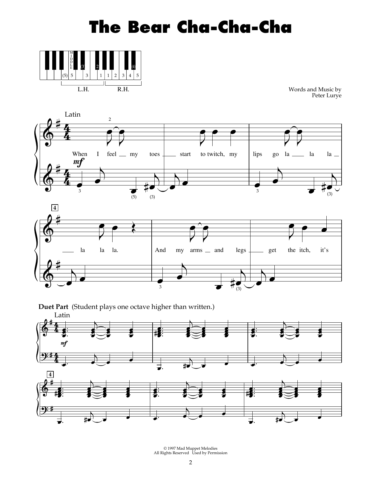 Peter Lurye The Bear Cha-Cha-Cha (from Bear In The Big Blue House) sheet music notes and chords. Download Printable PDF.