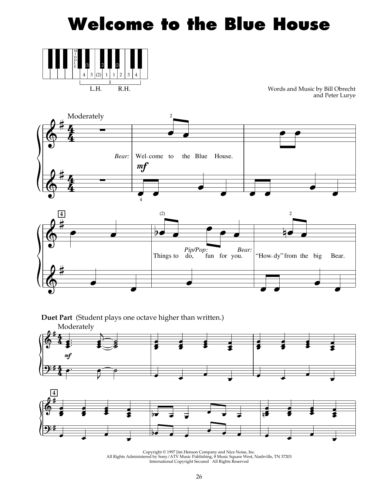 Peter Lurye Welcome To The Blue House (from Bear In The Big Blue House) sheet music notes and chords. Download Printable PDF.