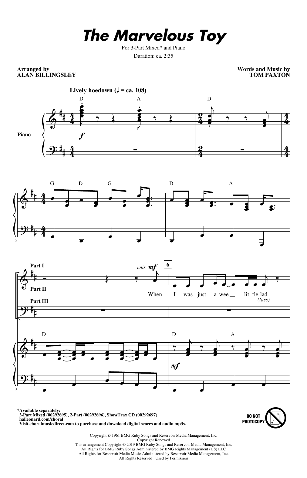 Peter, Paul and Mary The Marvelous Toy (arr. Alan Billingsley) sheet music notes and chords. Download Printable PDF.