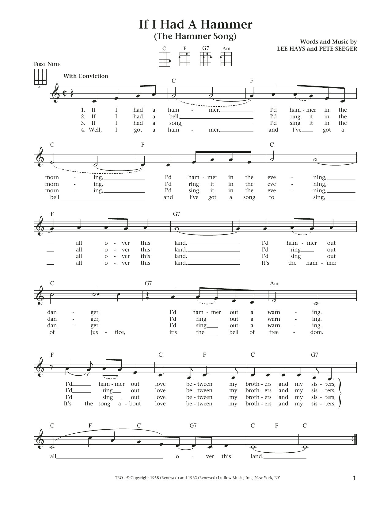 Learn to play Peter, Paul & Mary If I Had A Hammer (The Hammer Song) (from The Daily Ukulele) (arr. Liz and Jim Beloff) sheet music for Ukulele in minutes. Price: 5.9900$ Peter, Paul & Mary If I Had A Hammer (The Hammer Song) (from The Daily Ukulele) (arr. Liz and Jim Beloff) sheet music notes and chords arranged for Ukulele
